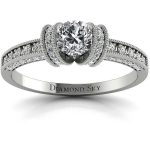 Elegancki blask - Pierścionek zaręczynowy, białe złoto 585, diamenty