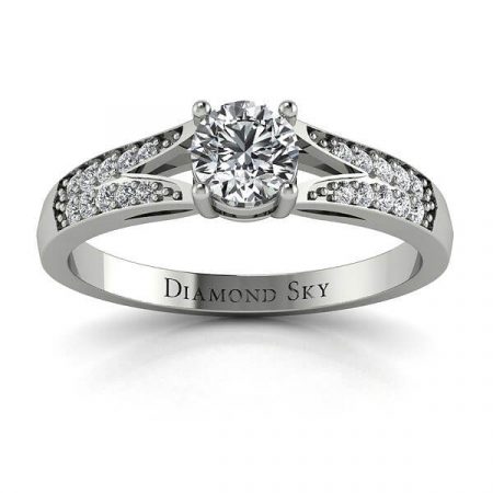 Nowoczesna elegancja - Pierścionek zaręczynowy z białego złota z diamentem