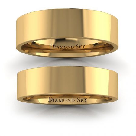 Po prostu piękno - Płaskie obrączki ślubne z żółtego złota, próba 585, 5mm, 6mm