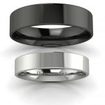 Po prostu piękno - Komplet płaskich obrączek z białego i czarnego złota, 5mm, 6mm