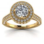 Jej wysokość - Pierścionek zaręczynowy Diamond Sky z żółtego złota z brylantami