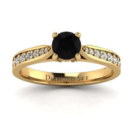 Świeża klasyka - Pierścionek Diamond Sky, żółte złoto, 585, czarny brylant 0,55 ct