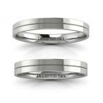 Klasyczna wytworność - Komplet płaskich obrączek z białego złota, próba 750, 4mm