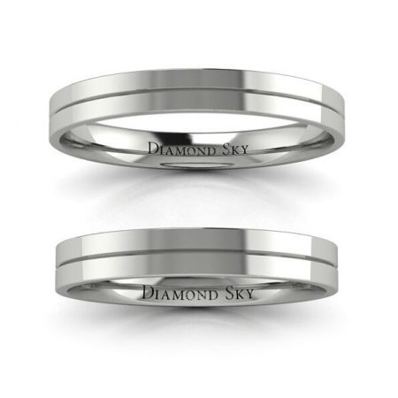 Klasyczna wytworność - Komplet płaskich obrączek z białego złota, próba 750, 4mm