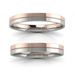 Klasyczna wytworność - Płaskie obrączki z dwukolorowego złota, Diamond Sky, 3mm