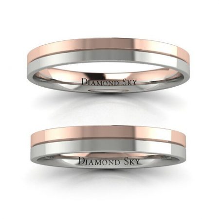 Klasyczna wytworność - Płaskie obrączki z dwukolorowego złota, Diamond Sky, 3mm