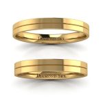 Klasyczna wytworność - Komplet płaskich obrączek Diamond Sky, żółte złoto, 3mm