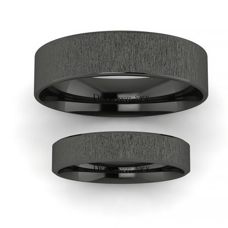 Klasyka w czerni - Płaskie obrączki z czarnego złota, mat, 4mm, 6mm