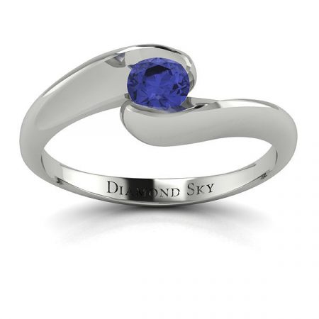 Nowoczesny kształt - Pierścionek zaręczynowy Diamond Sky, tanzanit, białe złoto, próba 585