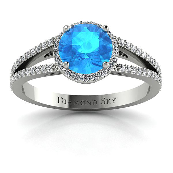 Diamondsky-n102bbtp080 Współczesna forma - Pierścionek zaręczynowy z białego złota z topazem i diamentami