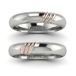 Więzy miłości - Półokrągłe obrączki ślubne z białego i różowego złota, 3,8mm