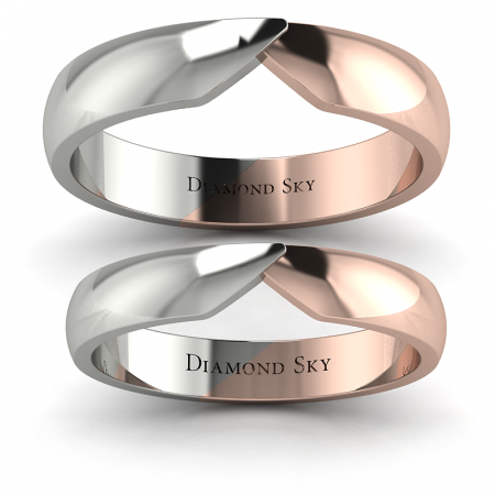 Znak miłości - Komplet obrączek Diamond Sky, białe i różowe złoto, 3,5mm, 4,6mm