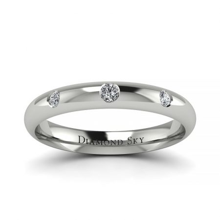 Minimalistyczne dopasowanie - Półokrągła obrączka ślubna z diamentami, białe złoto, 3mm