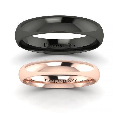 Klasyka w czerni z nutą różu - Obrączki ślubne z czarnego i różowego złota, 3mm, 4mm