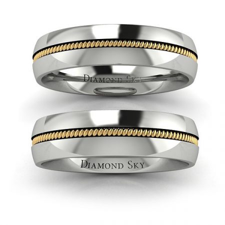 Delikatność ozdoby - Obrączki ślubne Diamond Sky z dwukolorowego złota, 5mm