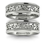 Fantazja ornamentu - Obrączki ślubne z palladu, ornament, 6,5mm