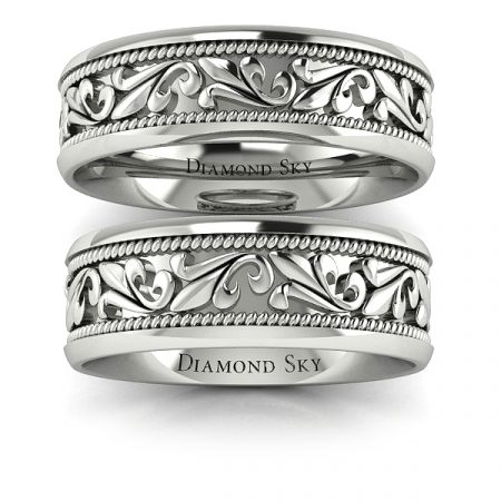 Fantazja ornamentu - Obrączki ślubne z palladu, ornament, 6,5mm