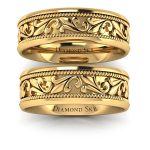 Fantazja ornamentu - Obrączki ślubne Diamond Sky z ornamentem z żółtego złota