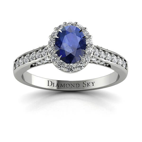 Diamondsky-n046plbsf070 Kuszące piękno - Pierścionek zaręczynowy z palladu z szafirem i diamentami