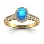 Kuszące piękno - Pierścionek zaręczynowy Diamond Sky z żółtego złota z topazem i brylantami