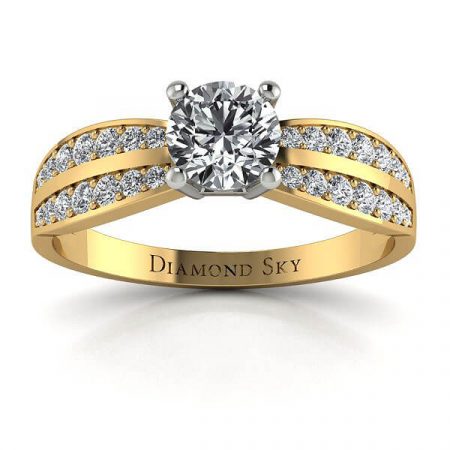 Współczesna elegancja - Pierścionek zaręczynowy z żółtego i białego złota z diamentem