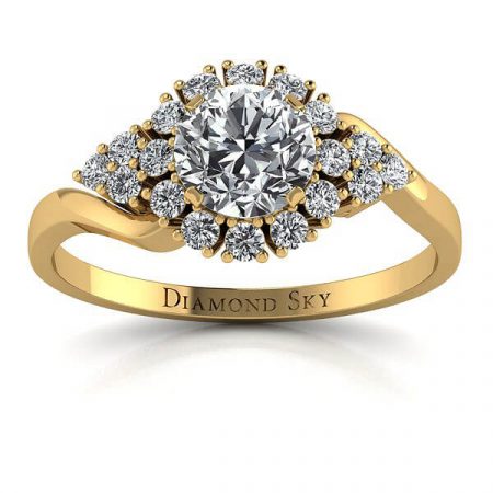 Romantyczna linia - Pierścionek zaręczynowy Diamond Sky, żółte złoto, diamenty