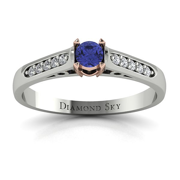 Diamondsky-n093brbt011 Klasyczna elegancja - Pierścionek zaręczynowy z dwukolorowego złota z tanzanitem i diamentami