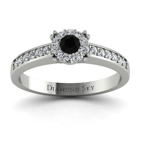 Diamentowe lśnienie - Pierścionek Diamond Sky, białe złoto, czarny diament, brylanty