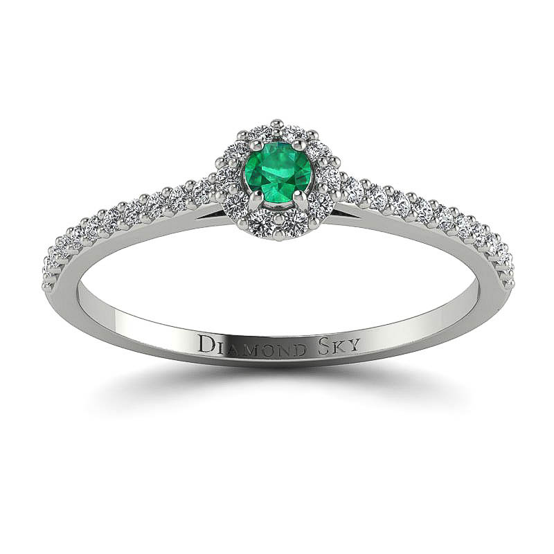 Diamondsky-n070bbs0055 Nieprzemijający blask - Pierścionek zaręczynowy Diamond Sky, szmaragd, diamenty, białe złoto, próba 585
