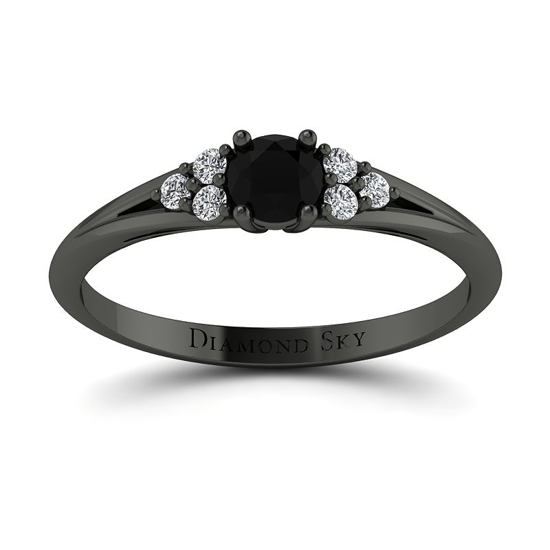 Diamondsky-n069cbc020 Wytworna elegancja - Pierścionek zaręczynowy, czarne złoto, czarny diament , diamenty