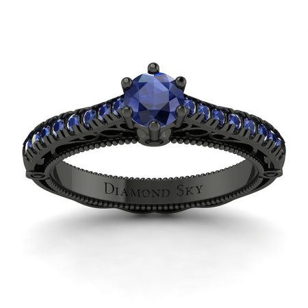 Dostojna elegancja - Pierścionek Diamond Sky, czarne złoto, szafiry, czarne diamenty