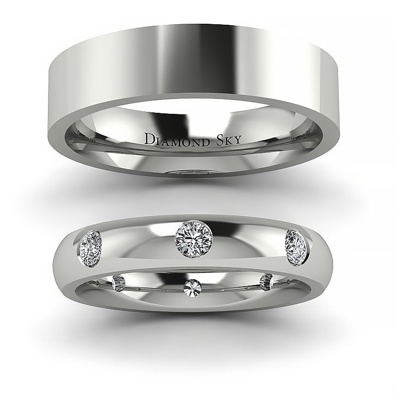 Diamondsky-n135ptb0104si1h Subtelne piękno - Obrączki ślubne Diamond Sky, platyna, diamenty