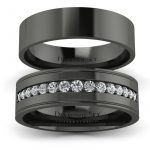 Uroczysty blask - Płaskie obrączki Diamond Sky z czarnego złota z diamentami