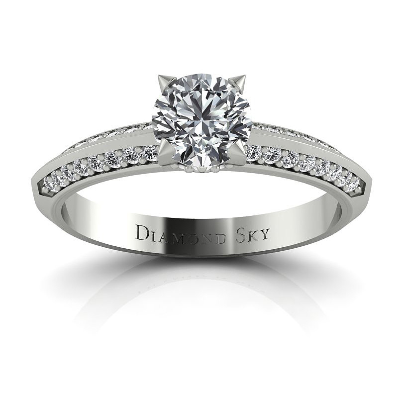 Diamondsky-n129bb051si1h Niepowtarzalny - Pierścionek zaręczynowy z białego złota z diamentami