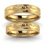 Tafla wody - Nowoczesne obrączki ślubne z żółtego złota, 4mm, 5mm