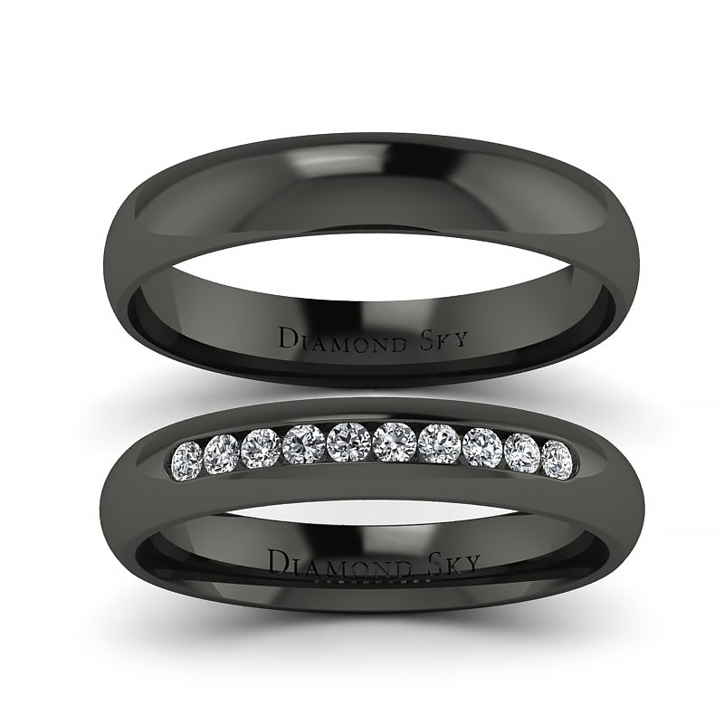 Diamondsky-n145cb015si1h Szczere uczucie - Komplet półokrągłych obrączek z czarnego złota z diamentami