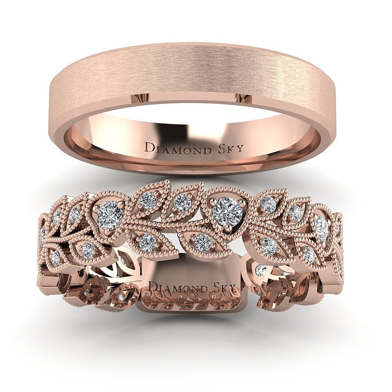 Diamondsky-n146rb031si1h Naturalne piękno - Obrączki ślubne Diamond Sky z różowego złota z brylantami, mat