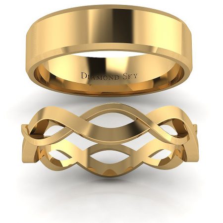 Związani miłością - Komplet obrączek ślubnych z żółtego złota, 4,5mm, 6mm