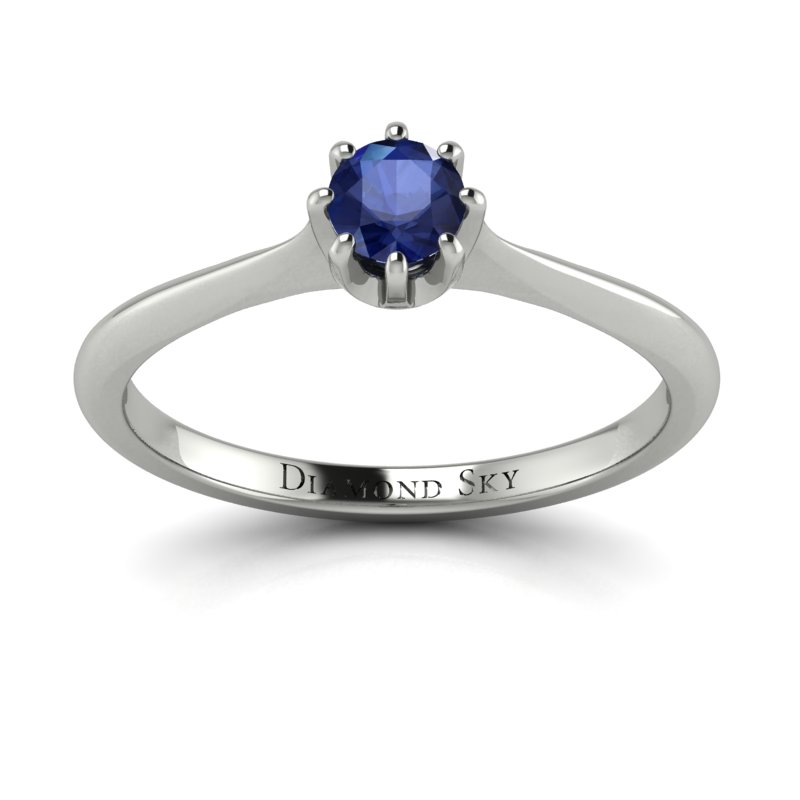 Diamondsky-n204bsf032 Wyjątkowa klasyka - Pierścionek zaręczynowy z białego złota z szafirem
