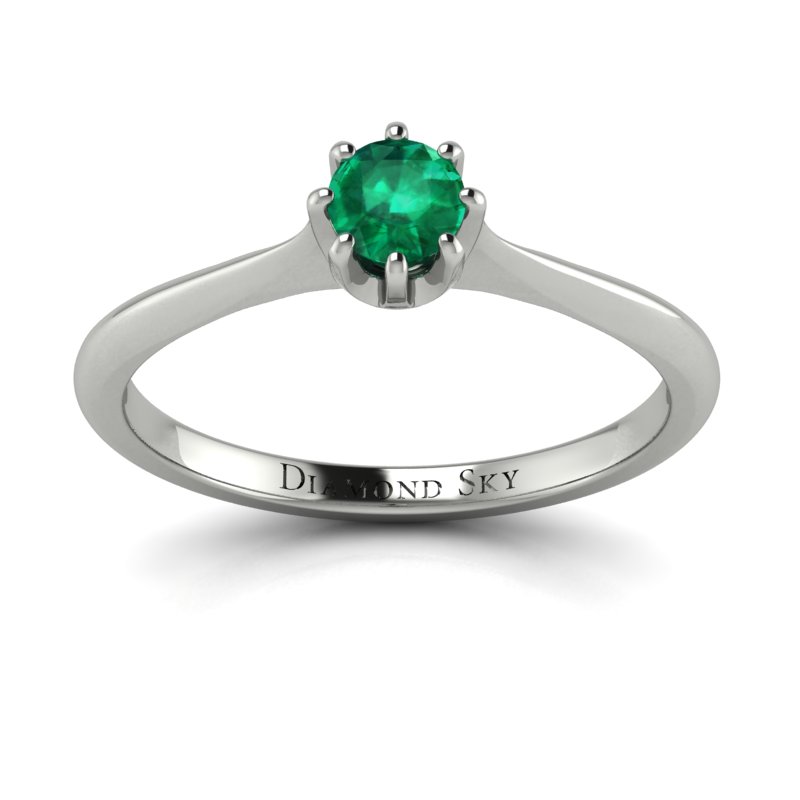 Diamondsky-n204bs024 Wyjątkowa klasyka - Pierścionek zaręczynowy Diamond Sky, białe złoto, szmaragd