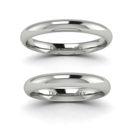 Wysoka soczewka - Klasyczne obrączki ślubne z białego złota, 3mm