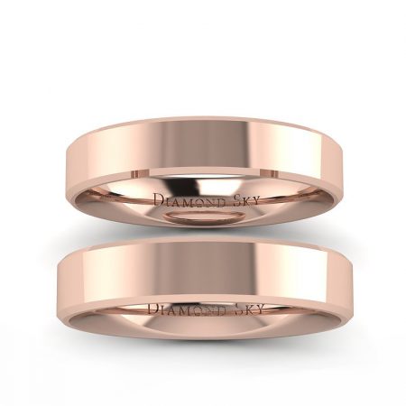 Klasyczny blask - Płaskie obrączki ślubne, różowe złoto, 4mm