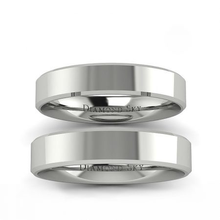 Klasyczny blask - Płaskie obrączki ślubne z białego złota, 4mm