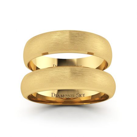 Klasyczny czar - Półokrągłe obrączki ślubne z żółtego złota, mat, 4,5mm, 5,5mm