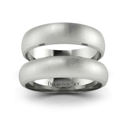 Klasyczny czar - Półokrągłe obrączki ślubne z białego złota, mat, 4,5mm, 5,5mm