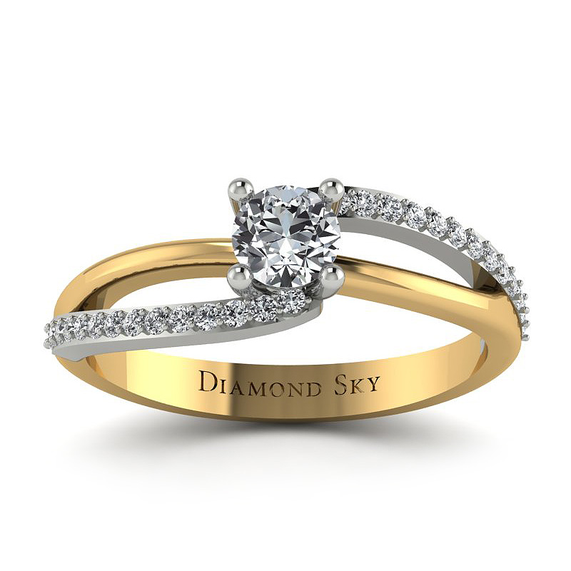 Diamondsky-n251zbb025si1h Modny kontrast - Pierścionek zaręczynowy z białego i żółtego złota z brylantami