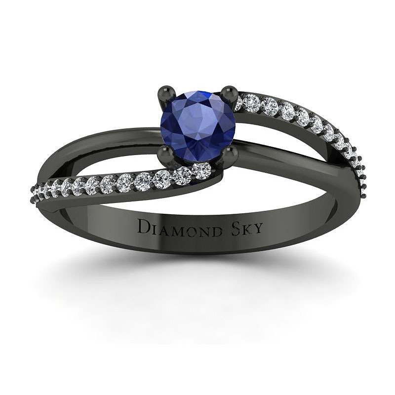 Diamondsky-n251cbsf025 Modny kontrast - Pierścionek z czarnego złota z szafirem i diamentami