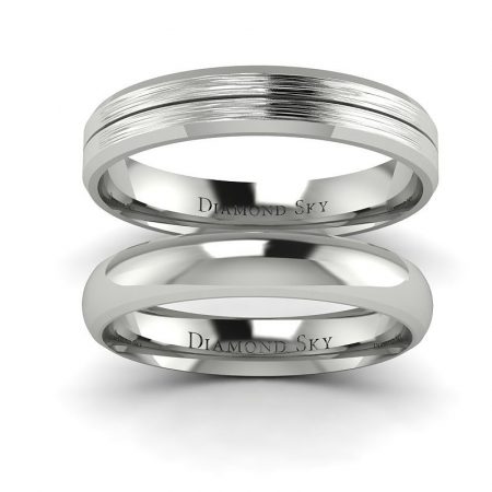 Klasyka tak i tak - Komplet klasycznych obrączek z białego złota, mat, 3,5mm, 4,0mm