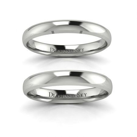 Klasyczne piękno - Półokrągłe obrączki ślubne z białego złota, 3mm