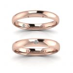 Nasze oczko - Klasyczne półokrągłe obrączki, różowe złoto, diamenty 0,02 ct, 3mm
